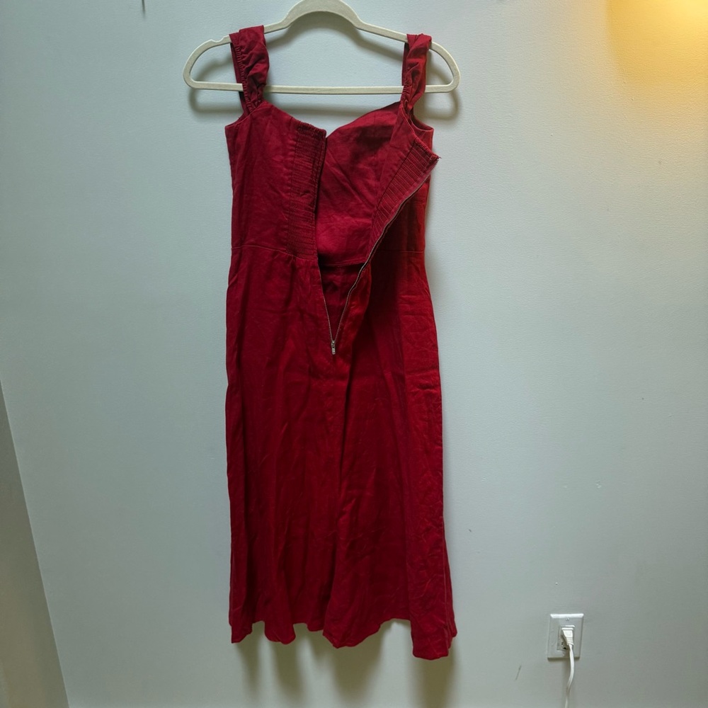 💫SALE Reformation Bridgton Linen Midi Dress Off Shoulder - Picture 14 of 14